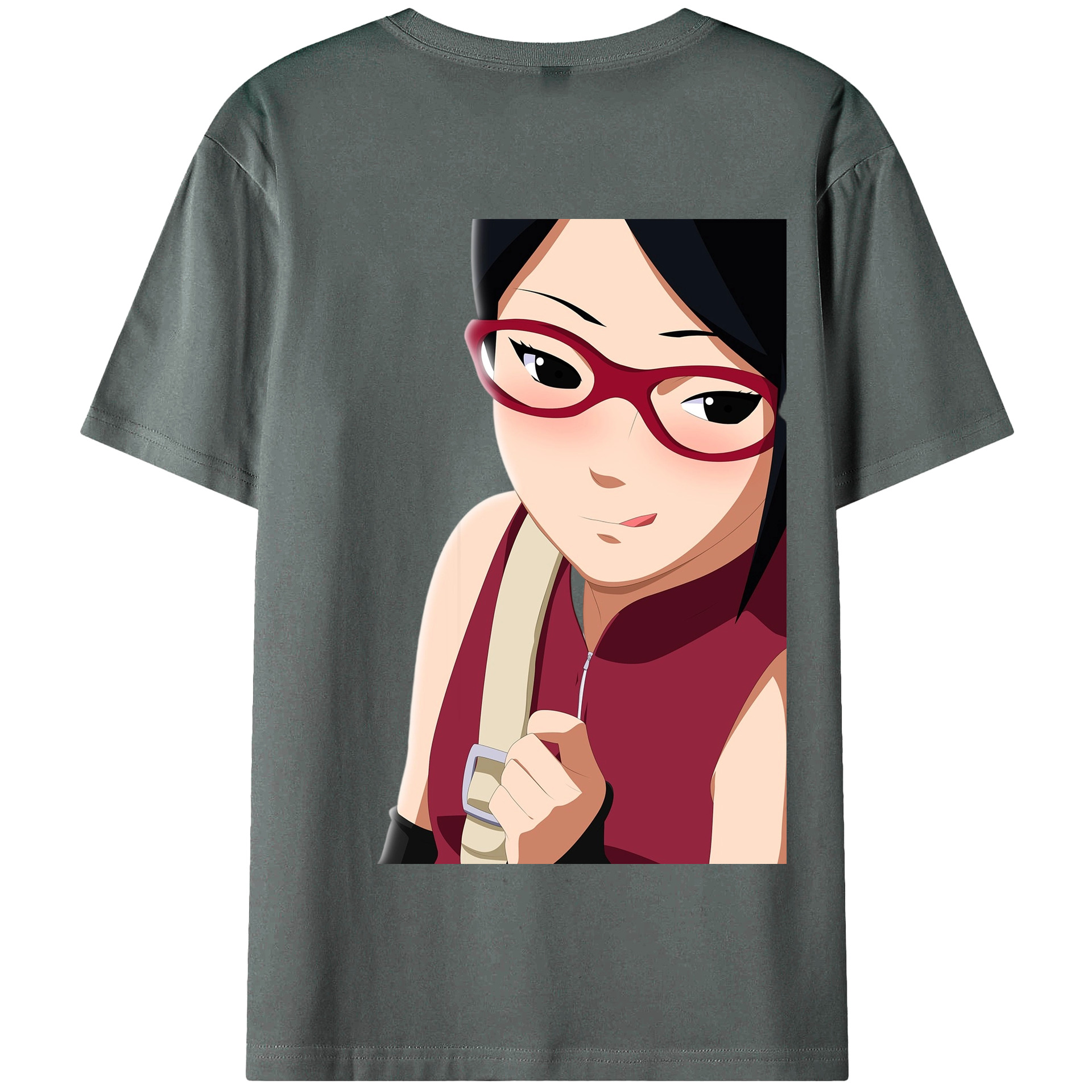 （画像用） NARUTO -ナルト- うちは サラダ Uchiha Sarada 綿100％半袖Tシャツ（背面プリント）